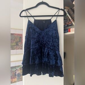 ENGLISH ROSE Size Medium Midnight Blue Velvet Camisole